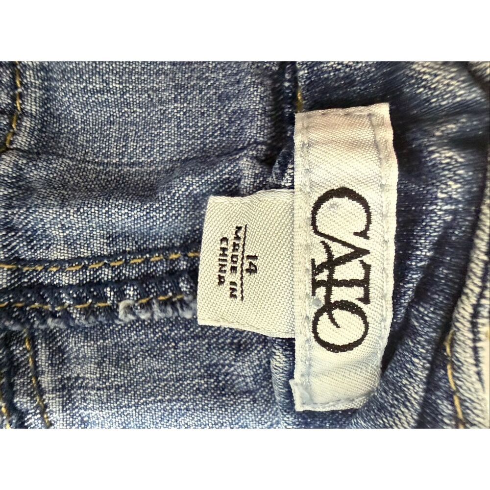 CATO Denim Midi Skirt Size 14  Blue Stretch A-Line Casual Jean Skirt - Picture 9 of 12
